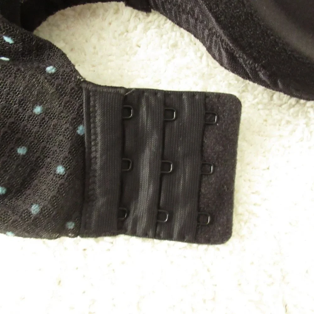 Torrid Curve Bra 40DD Black Blue Polka Dot Underwire Padded Plus Size - Picture 3 of 8